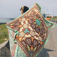 Fashions 90x180cm Twill Cotton Pareo Beach Cover-Ups Women Large Beach Dress Bikini Bathing Swimwear Cover Up Sarong Wrap Scarf