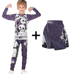 Rashguard Jiu Jitsu Kimono MMA Kid's T-shirt+Pant Sets Kid Rash Guard Children Muay Thai MMA Shorts Kickboxing Boys Gym Clothing