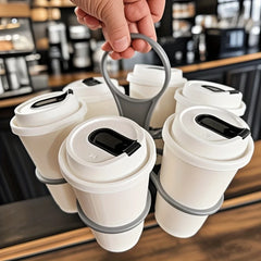 1/2pcs 6-Slot Portable Drink Holder Folding Beverage Tray with Handle Pocket-Sized for Outdoor Picnics Party Reusable Cup Holder