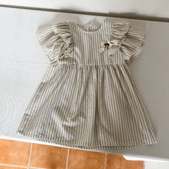 22004 Brother Sister Clothes Summer New Short Sleeve Stripes Baby Boy's Suit Or Cotton Girl Dress