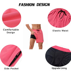 ESCATCH 2026 Latest Mens Shorts Breathable Long Lining Quick-Dry Sports Swim Traje De Baño Hombre Zipper Pockets Beach Shorts
