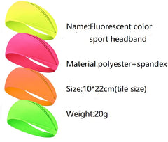 Fluorescent Sport Headband Yoga Sweat-absorhing Hairband Wide Elastic Headband