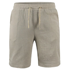 KB New Men's Cotton Linen Shorts Pants Male Summer Breathable Solid Color Linen Trousers Fitness Streetwear S-3XL