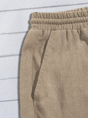 Summer thin linen shorts for men, loose and casual, five-inch pants, cotton and linen, breathable, suitable for beach and sports