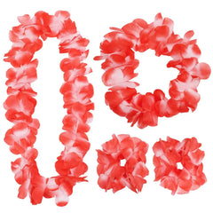 4pcs/set Hawaiian Flower Lei Hula Necklace Garland Headband Wristbands Wedding Decorations Beach Tropical Party Supplies