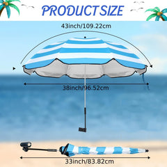 1 Piece Waterproof Beach Chair Umbrella with Universal Clamp, 360° Rotation Portable All-Season Golf Umbrella