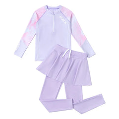 Two Piece Long Sleeve Girls Swimwear With Skirt Burkini Swimsuit Kids Children Modest Swimming Suit Sun Protection Beachwear