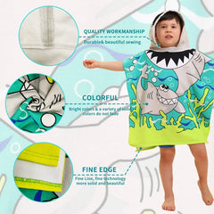 Baby Cartoon Printing Bathrobe Girls Unicorn Beach Towel Boy Shark Dinosaur Bath Towel Kids Hooded Cape Towel Children Bath Item