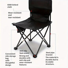 Outdoor Foldable Chair Camping Chair with Side Pocket Picnic Oxford Cloth Chairs Portable Beach Fishing Chairs Outdoor Chair