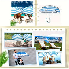 1 Piece Waterproof Beach Chair Umbrella with Universal Clamp, 360° Rotation Portable All-Season Golf Umbrella
