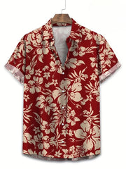 Floral Shirts Men's Hawaii Holiday Party Blouse 2025 Lapel Beach Shirt Flower Camisas Short-sleeved Womens Clothes