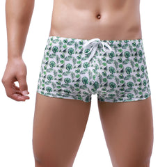 Mens Boxers Swimwear Fashions Printing Style Lace-up Swimming Trunk Summer Beachwear Bathing Shorts