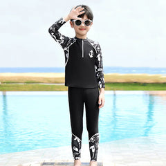 Full Body Boys Swimwear Sun Protection Kids Swimsuit Two Piece Children Long Sleeve Bathing Suit Summer Swimming Pool Clothes