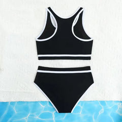 2026 Black Girls Swimsuit High Waist Bikini Kids Swimwear Female Children's Bathers Bathing Swimming Swim Suit Summer Beachwear