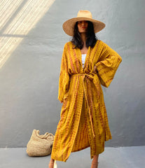 Women's Boho Stripe Tie Dye Swimsuit Cover Up with Belt Tunic Sarong Cardigan Dress Bikini Cover-ups Beach Wear Kimono