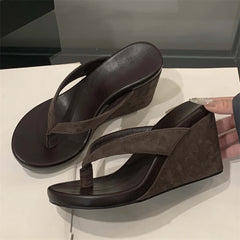 Aneikeh Fashion Summer Clip Toe Platform Wedges Women Slippers Thick High Heels Beach Flip Flops Slide Shoes 2026