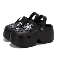 Women Chunky Platform Sandals 2024 Summer Soft Thick Sole Diy Clogs Garden Shoes Woman Closed Toe Non-Slip Beach Slides Sandals