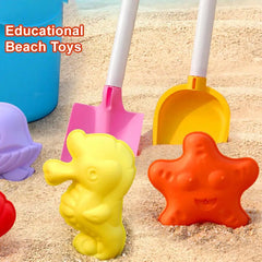 Kids Beach Toys Set 17Pcs Summer Outdoor Sand Box Kit with Bucket Spade Castle and Fish Molds Infant Sand Pit Toys for Baby