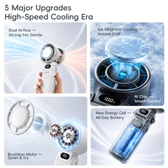 KINSCOTER Outdoor Foldable Portable Handheld Fan Mini Cooling Rechargeable 3600mAh 100-level Free Control High Speed Turbo Fan