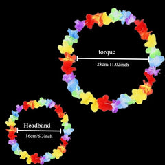 Light up Hawaiian Leis Tropical LED Glow Necklaces Headbands Luau Party Artificial Rainbow Lei Carnival Beach Wedding Masquerade