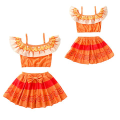 Encanto Cosplay Mirabel Isabela 2Pcs Tops Skirt Set Girls Dolores Luisa Pepa Bikini Swimwear Children Print Beachwear Costumes