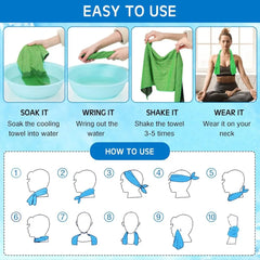 Cooling Towel Microfiber Ice Cold Sport Face Neck Soft Breathable Chilly Sweat Towel for Yoga Gym Hot Weather Running, 32x12 Inches