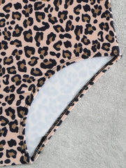 Girls' Off-Shoulder Ruffled One-Piece Swimsuit Children's Leopard Print Pool Beachwear