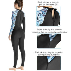 Women Wetsuit 3mm Neoprene One-Piece Diving Suit Swimsuit Keep Warm Long Sleeves Surfing Swimming Diving Kayaking Freediving