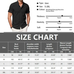 Summer Men's Short Sleeve Shirts Solid Color Stand Up Collar T Shirts Loose Casual Beach Shirt Breathable Male Linen Tops