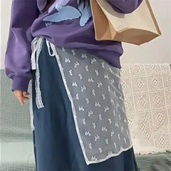 INS Blogger Lace Layered Gauze Skirt Y2k Streetwear Apron Wrap Skirt Lace Up Matching Pants Spicy Girl Stacked Y2k Wrap Skirt