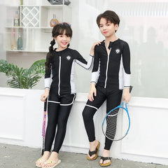 Boys Girls Swimsuit Long Sleeve Sun Protection Swimming Bathing Surfing Wetsuit Beach Wear Teenager Rash Guard