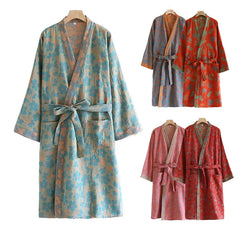 Pure Cotton Robe Women's Pajamas 3/4 Sleeve Spring Autumn Bathrobe Female Winter Morning Loose Home Wear Sleep Wedding Dress