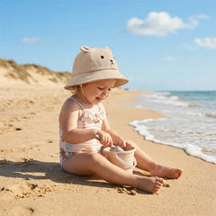 Cute Bear Baby Bucket Hat With Ears Boy Girl Cotton Kids Sun Hat Outdoor Summer Child Panama Cap