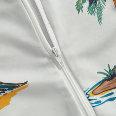 Toddler Boy Girl Rash Guard Swimsuit Coconut Tree Print Short Sleeve Mock Neck Zip Bathing Suit