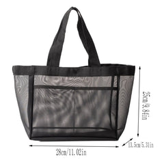 Solid Color Gauze Handbag Transparent Storage Bag Shoulder Bag Beach Bag Large Capacity Mall Transparent Net Shopping Bag 1 PC