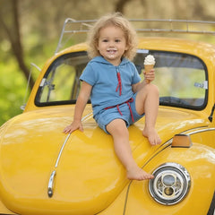 Summer Terry Sibling Clothing Set for Boys And Girls Blue Shirt for Boy Girl Dress Zipper With Colorful Drawstring Teens Outfit