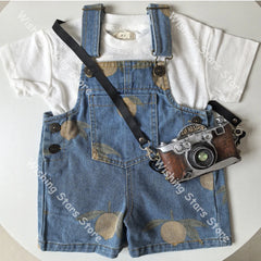 Boys Denim Overalls 2025 KS Girls Cute T-shirt Skirt Boy Simple Cool Tee Tops Shorts Baby Kids Beach Shorts Children Clothes Set