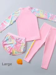 Korean Style Children's Swimming Suit Separate Quick Dry Sun Protection Baby Girl Boy Swimming Costume Set for Toddlers And Kids