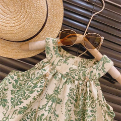 2024 New Girls Outfit Summer Small Floral Halterneck Sleeveless Suspender Set Girl Refreshing Shorts Two-Piece Set