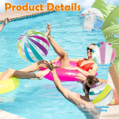 40CM Inflatable Beach Ball - Jumbo Colorful Pool Toys for Swimming Water Play & Summer Parties - Outdoor Beach Games Party Favor