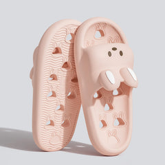 Cartoon Women Bathroom Slippers Cute Non-Slip Leaky Sandals Fashion Thick Bottom Slides Home Men Quick Drying Flip Flops