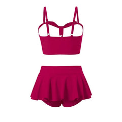 Girls Bow Bandeau Bikini Two Pieces Swimsuit Kids Ruffle Skirt Children's Swimwear 5-14 Years Teenager Bathing Suit Beach Wear