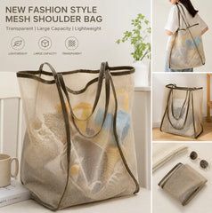 Mesh Beach Bag Lightweight, Breathable & Quick-Dry Travel Tote for Beach Trips Outdoor Activities, and Storage of Towels Toys
