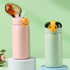 320/460ML Kids Stainless Steel Thermal Bottle Portable Kids Straw Mug Cold and Hot Thermal Thermos Student Water Bottle