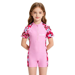 Girls Swimsuits Kids Toddler 3 to 4 5 6 7 8 9 10 Years Beach Pink Cute Child Swim Suit Short Sleeve One Piece Swimwear Outfits
