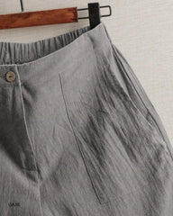 2026 summer new cotton and linen five-piece pants women's high-waisted elastic waist button shorts loose casual shorts