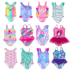 Girls Swimsuit One-Piece Mermaid Fish Scale Unicorn Children's Swimwear Girls Beachwear 2 3 4 5 6 7 8 Years