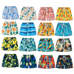 Boys Cartoon Print Beach Shorts Summer Quick Dry Swim Trunks Kids Casual Board Shorts Toddler Swimwear Bathing Suit For 2-8Y