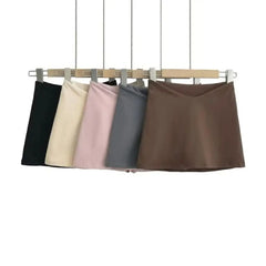 Simple Y2K A-line Short Skirt Low Waist V-shaped Waist Mini Skirts Solid Korean Style Spicy Girl Skirts Beach