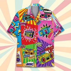 Retro Disco Music Cube Hawaiian Shirts For Men Galaxy Pop Skateboard Mens Hawaiian 80s 90s Shirts Short Sleeve Hip Hop Shirts